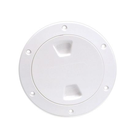 BECKSON MARINE 4" Smooth Center Screw-Out Deck Plate - White DP40-W